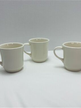 Classic Cream Ceramic Coffee Mug - Set of 3